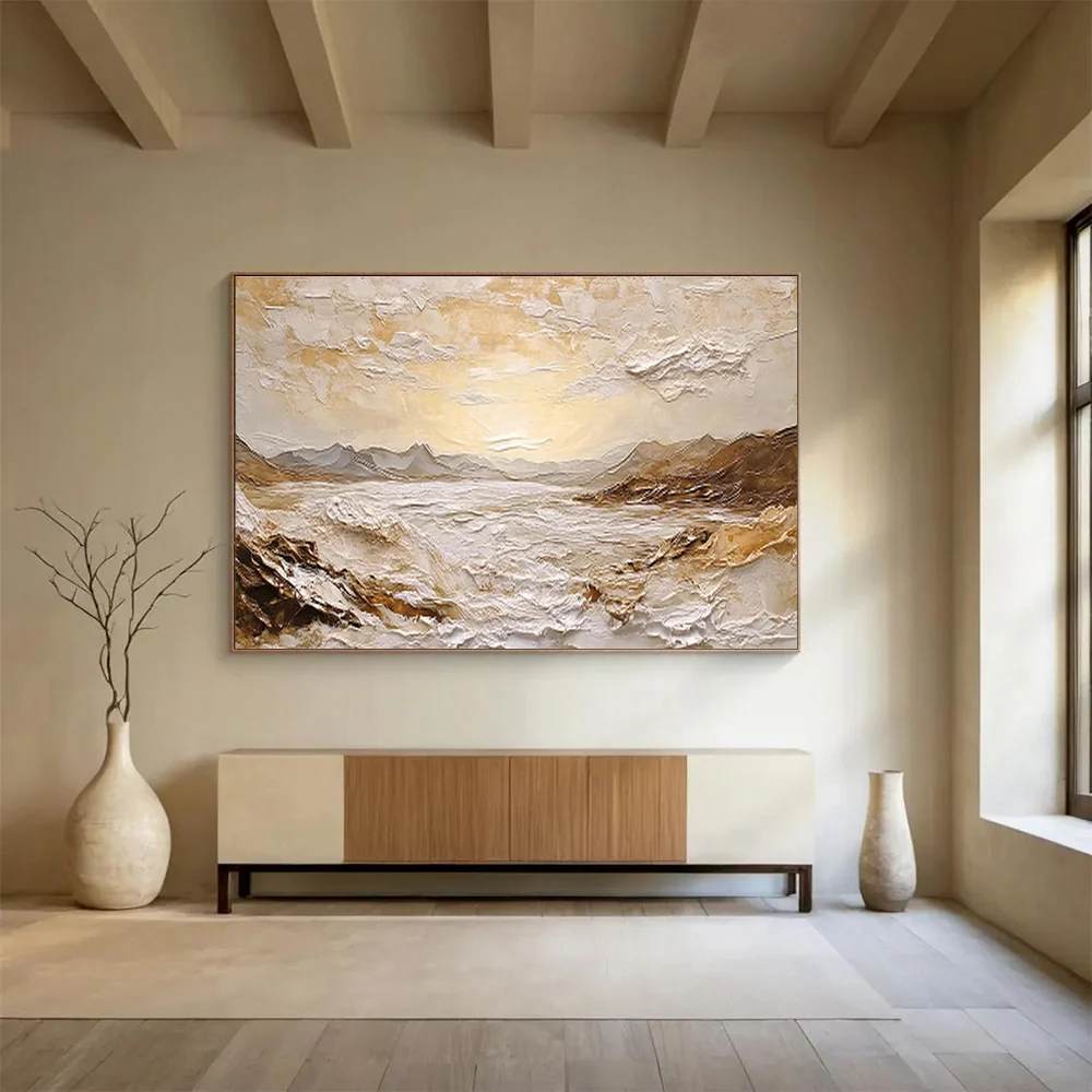 Scenic Hand-painted Mountain Landscape Abstract Canvas Artwork 9UP6G